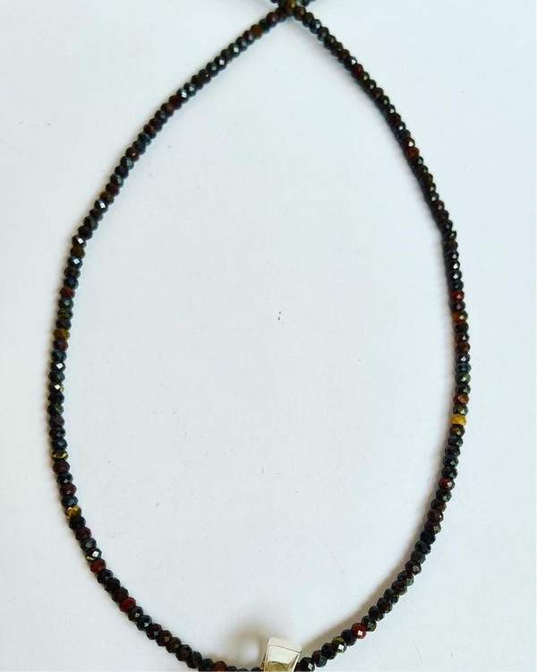 Tiger Iron Gemstone Bead Necklace -Without Pendent