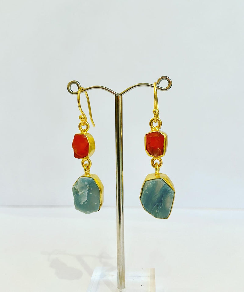 Washed Blue + Red Iron Earrings