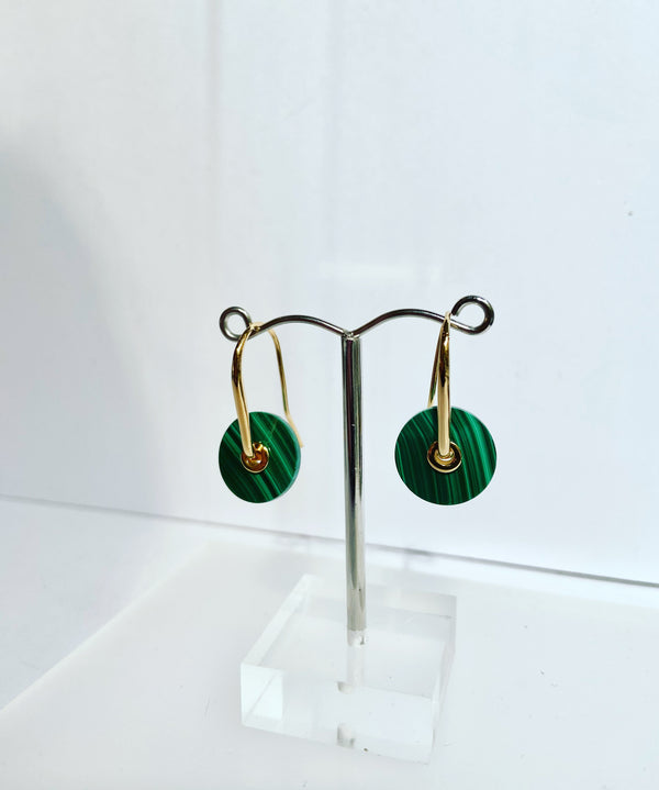 Gemstone Disc Gold Earrings -2 colours