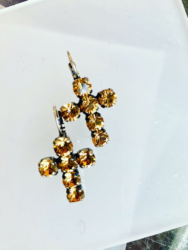 Crystal Cross Earrings