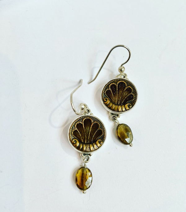 Antique Button Velvet Earrings