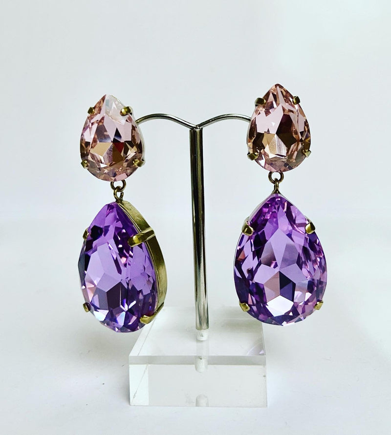 Bohemian Teardrop Crystal Earrings- Electric Violet