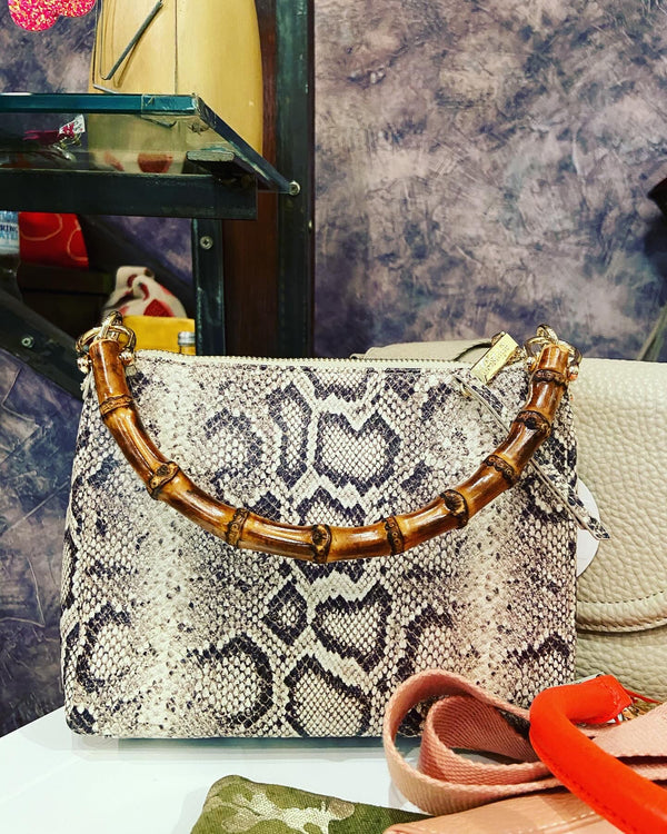 Bridget Snakeskin Bamboo Bag