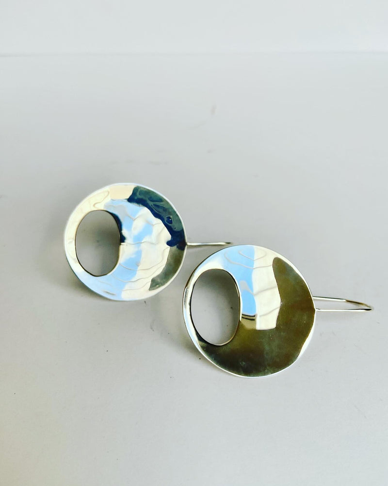 Concave Disc Large Earrings With Cut out