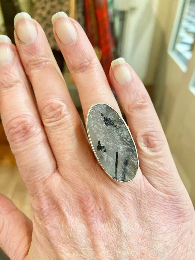 Black Toumaline + Quartz Ring