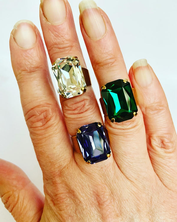 Bohemian Crystal Rectangle Ring