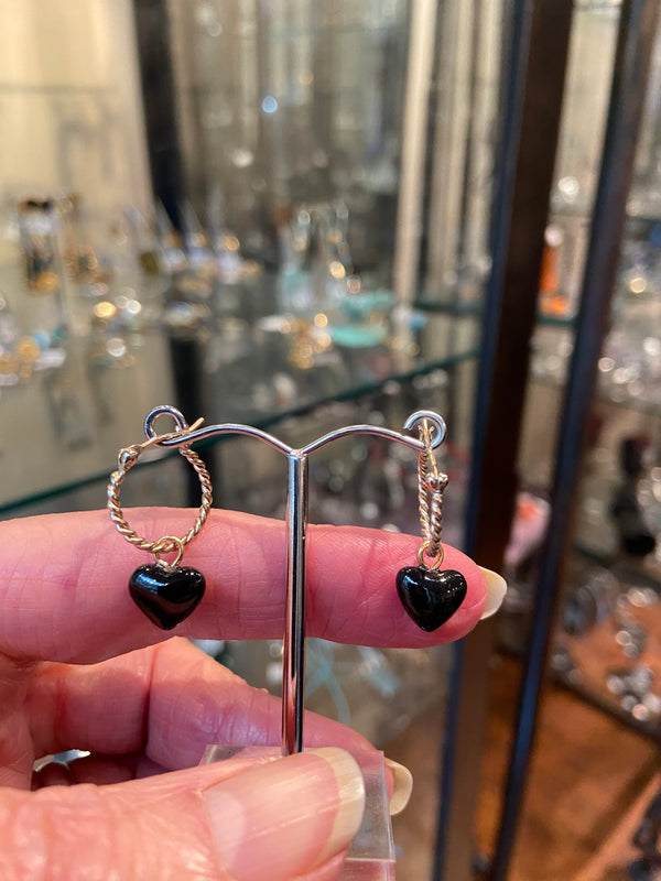 French Porcelain Mini Heart Hoops - 2 colours