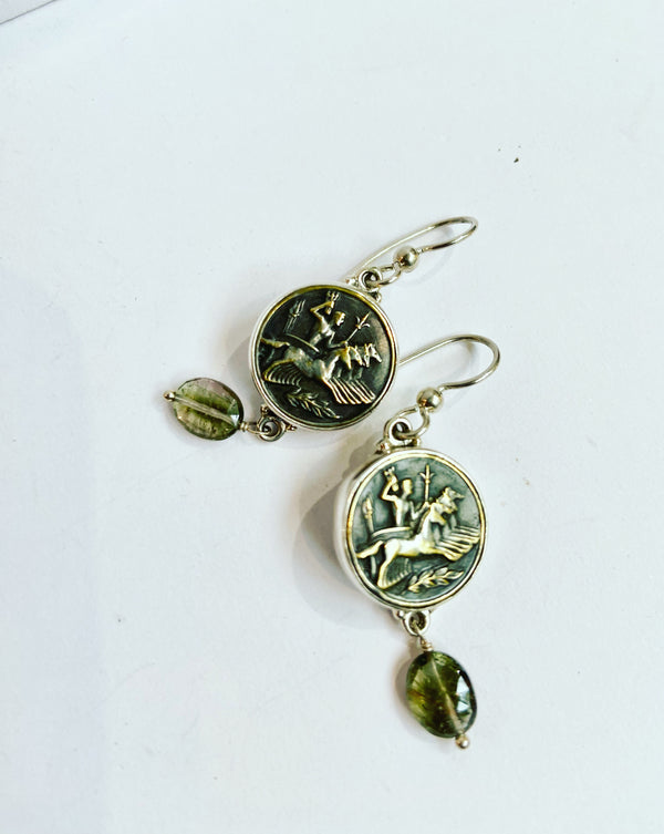 Antique Button Horses Earrings