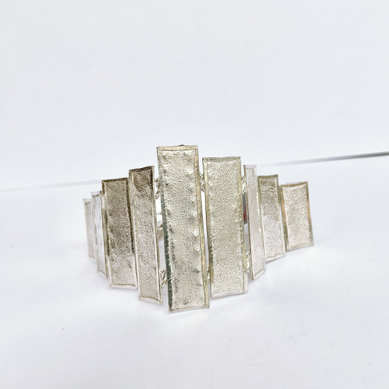 Sterling Silver Rectangles Hammered Bracelet