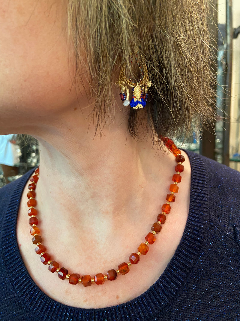 Carnelian Cube Gemstone Necklace