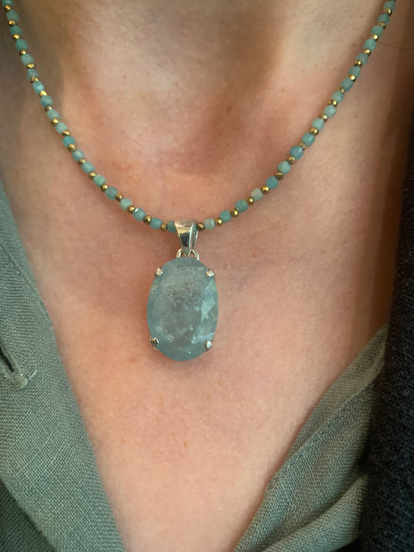 Acquamarine Faceted Pendant- sold without beads