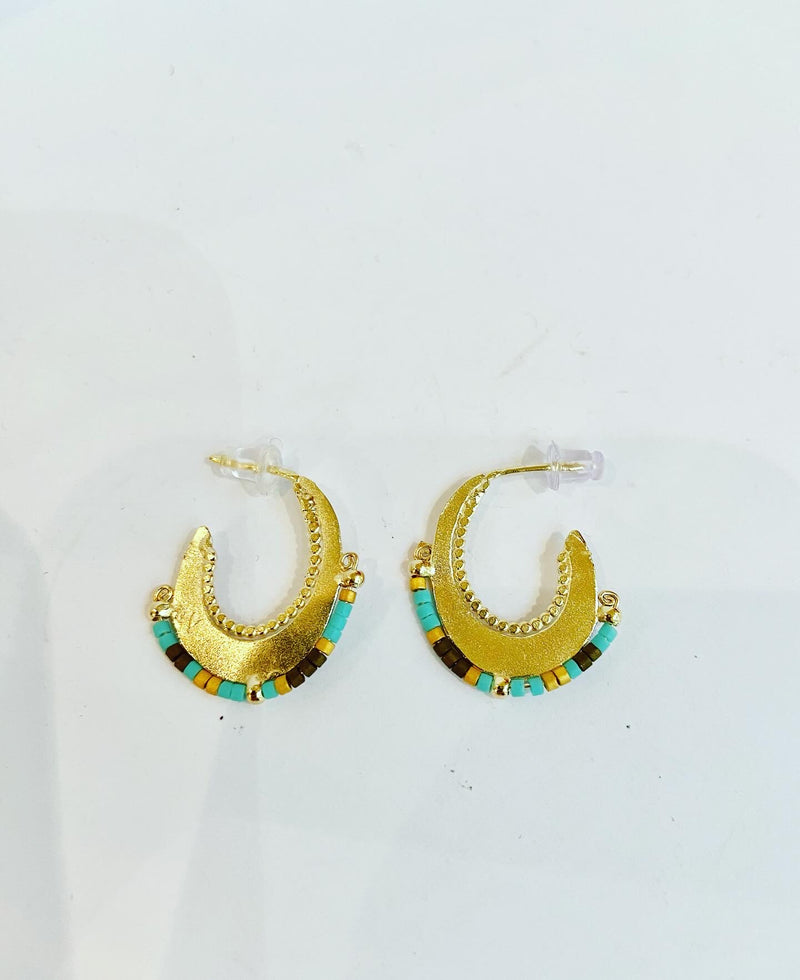 Gold Turquoise + Chocolate Hoops