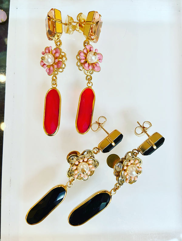 Crystal Flower Drop Earrings