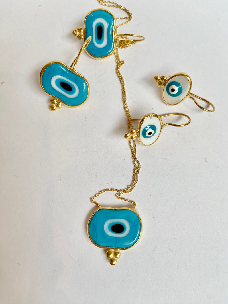 White Evil Eye Earrings