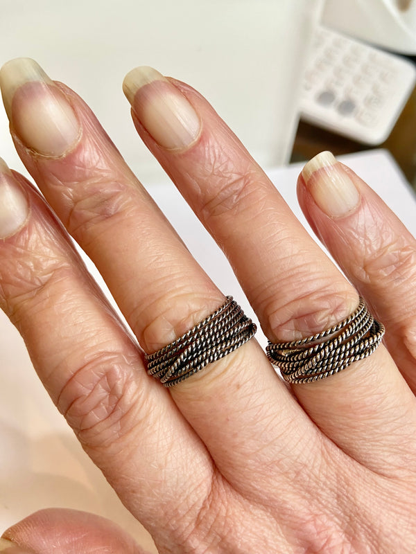 Silver Oxidised Rope Ring