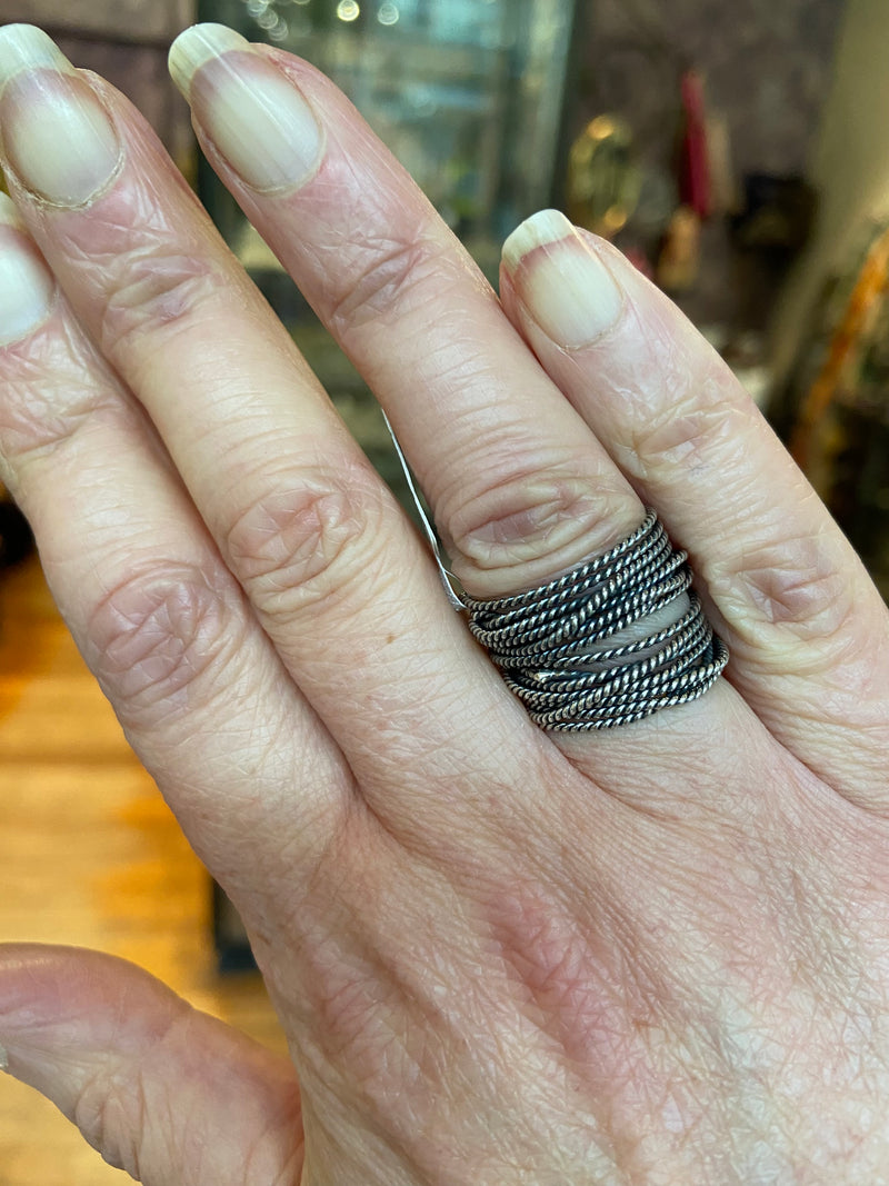 Silver Oxidised Rope Ring