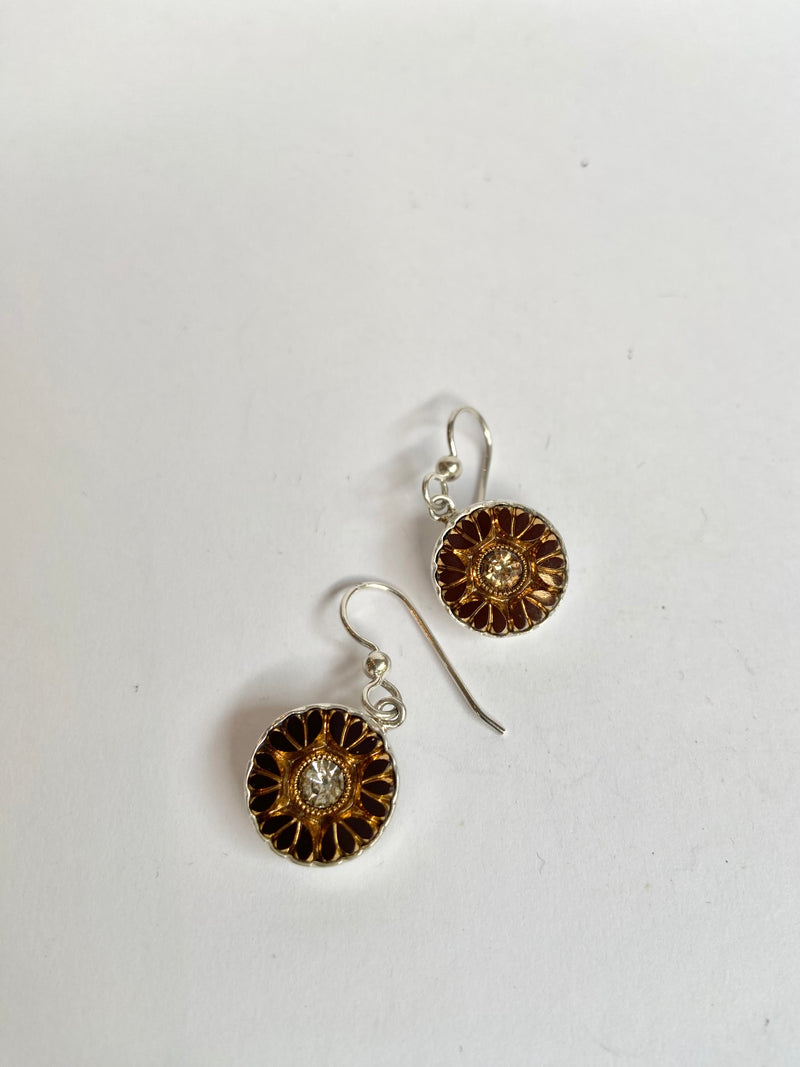 Antique Button Metallic Earrings