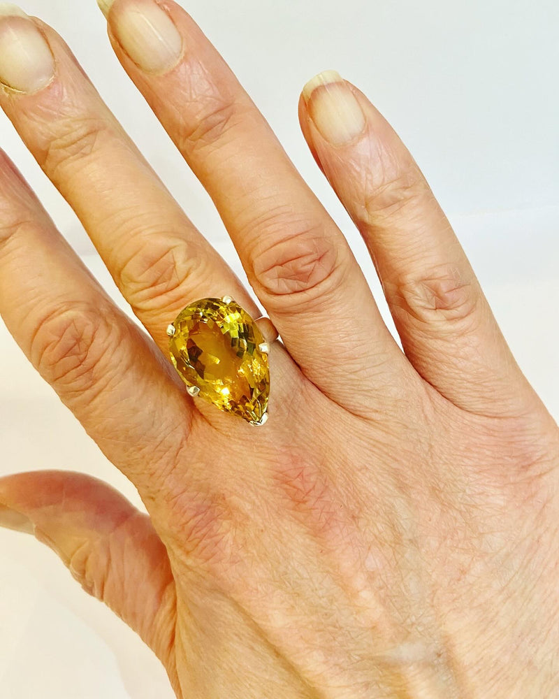 Citrine Gemstone Raindrop Ring