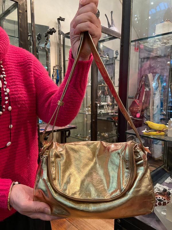 Metallic Gold Crossover Bag