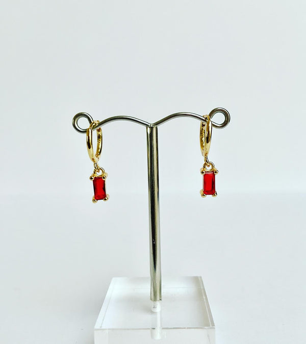 Ruby Red Crystal Hoop Earrings