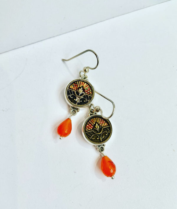 Antique Button Art Deco Earrings