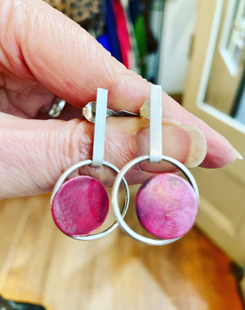 Burnt Pink Dot Earrings