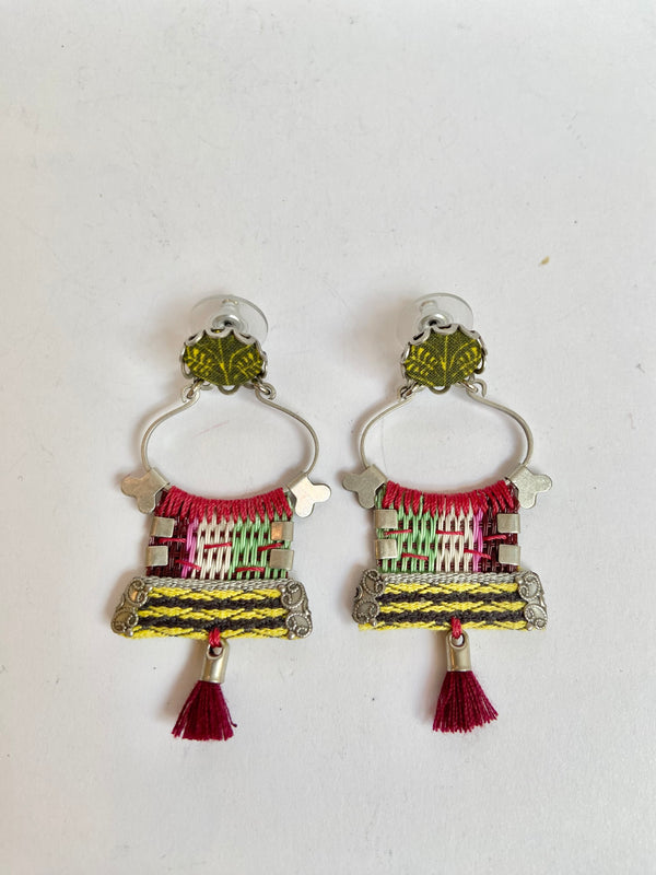 Ayala Bar Mint + Wine Tassel Earrings