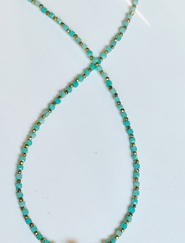 Amazonite + Hematite Bead Necklace- without pendant