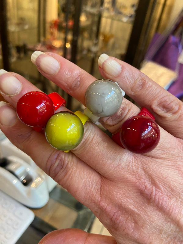 Murano Glass Ball Ring - 4 colours