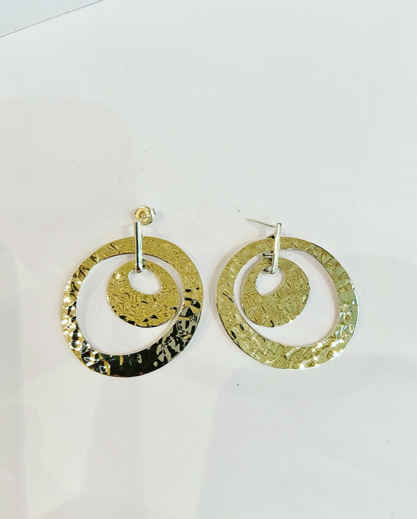 Hammered Double Onlong Circle Earrings