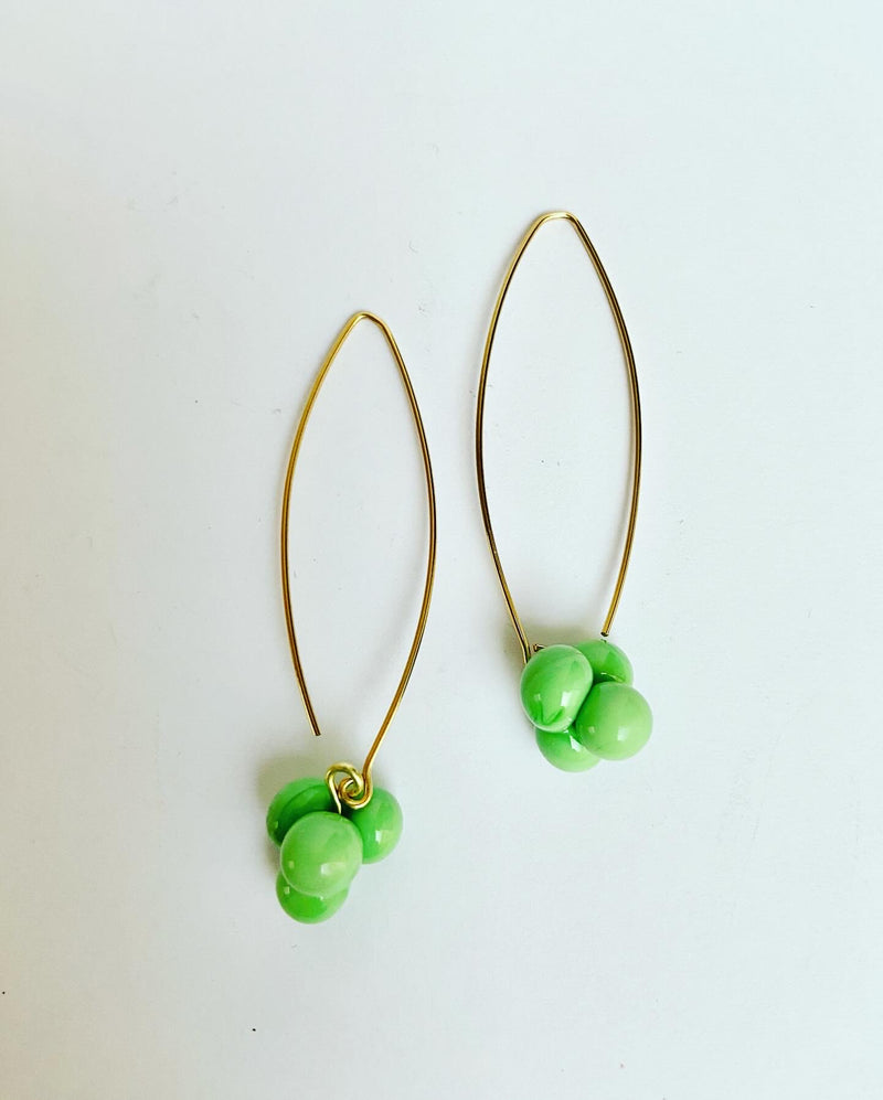 Glass Green Ball Earrings