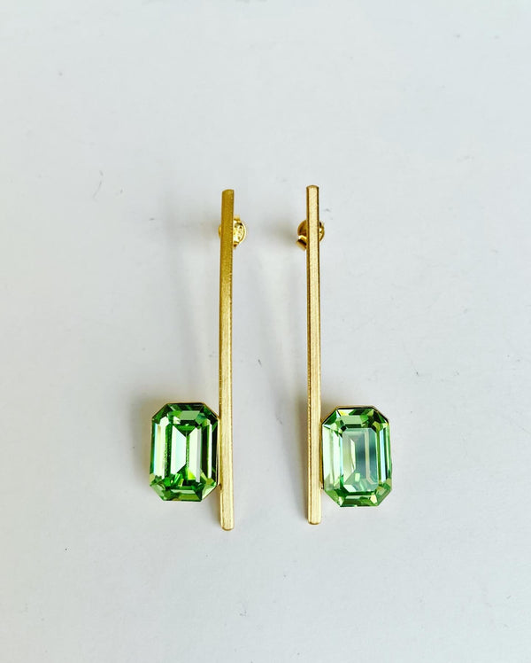 Green Peridot Crystal Earrings