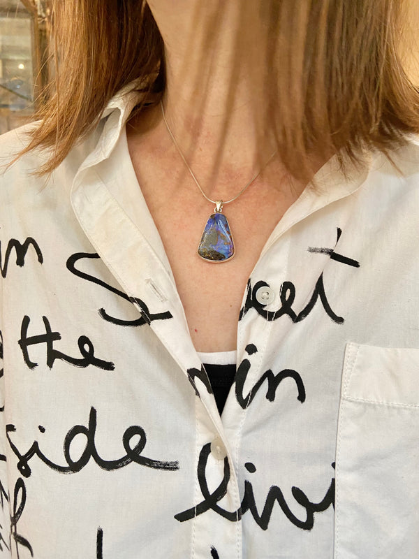 Boulder Opal Blue Pendant - without chain