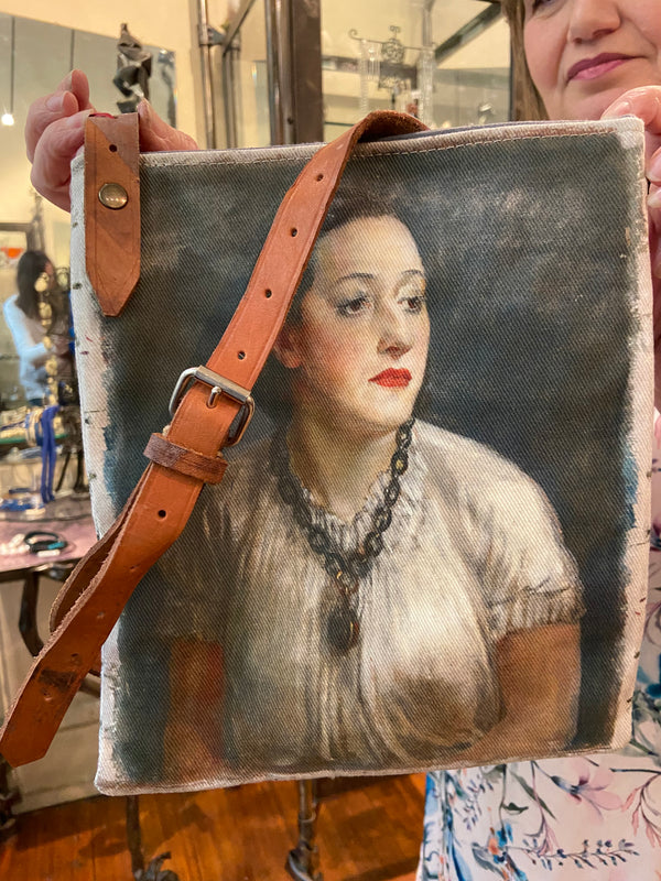 Handpainted Lady Crossbody Bag