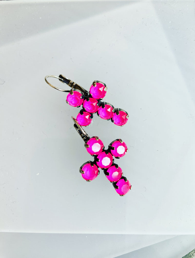 Crystal Cross Earrings
