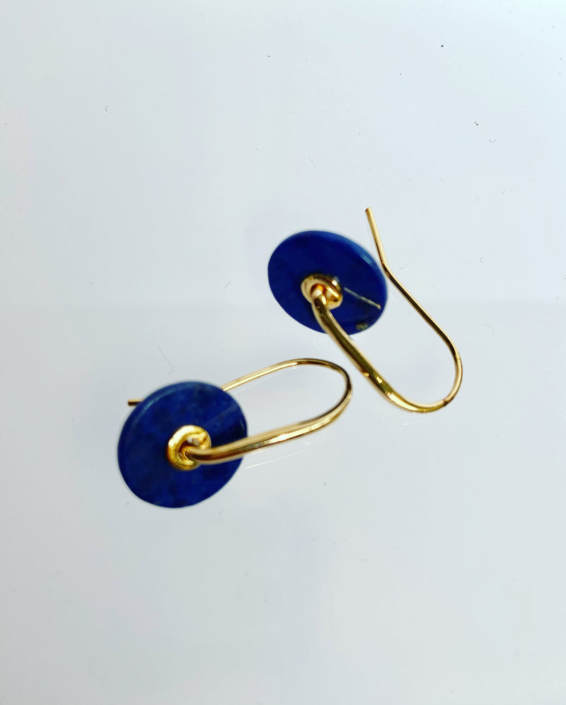 Gemstone Disc Gold Earrings -2 colours