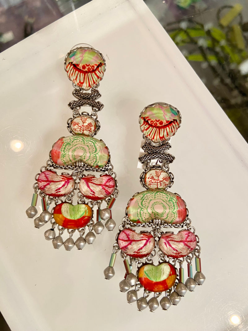 Ayala Bar Lime + Red Statement Earrings