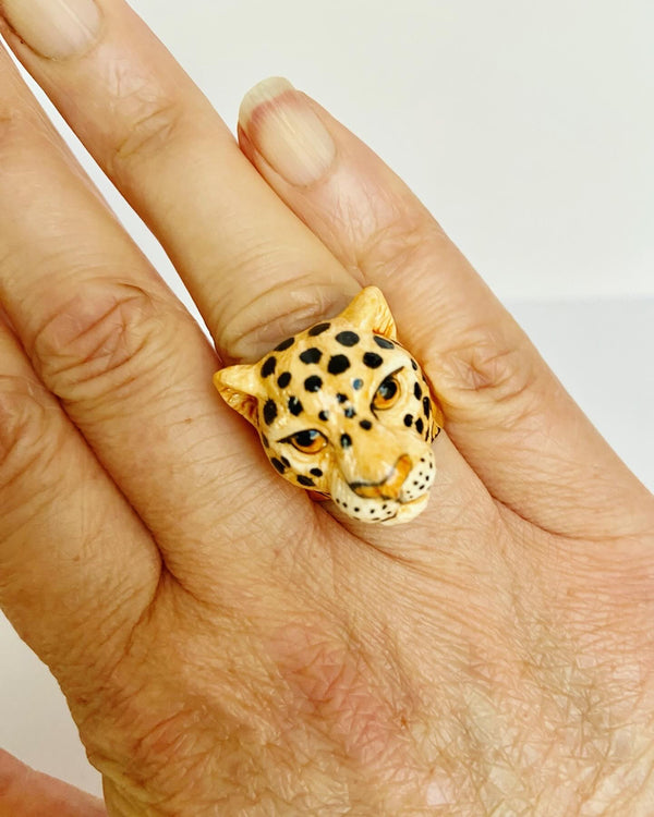French Porcelain Leopard Ring