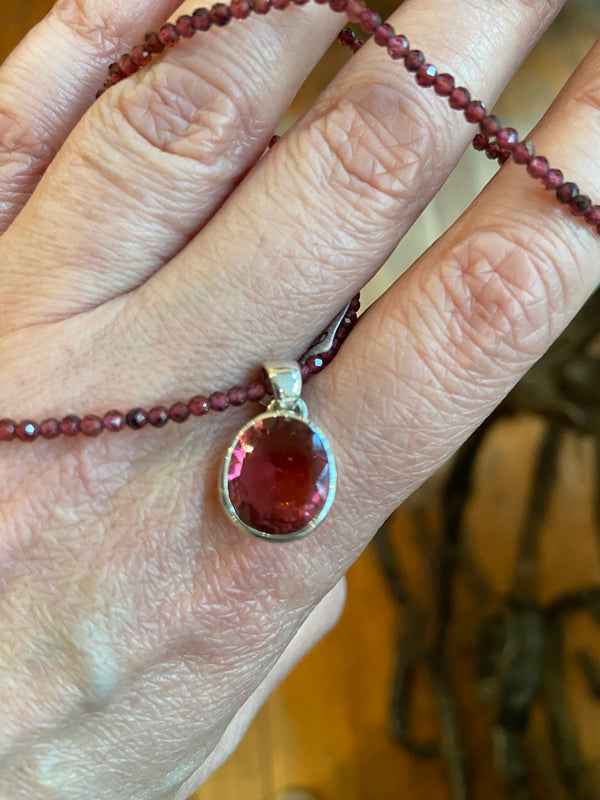 Pink Tourmaline Gemstone Pendent- sold seperately to garnet necklace