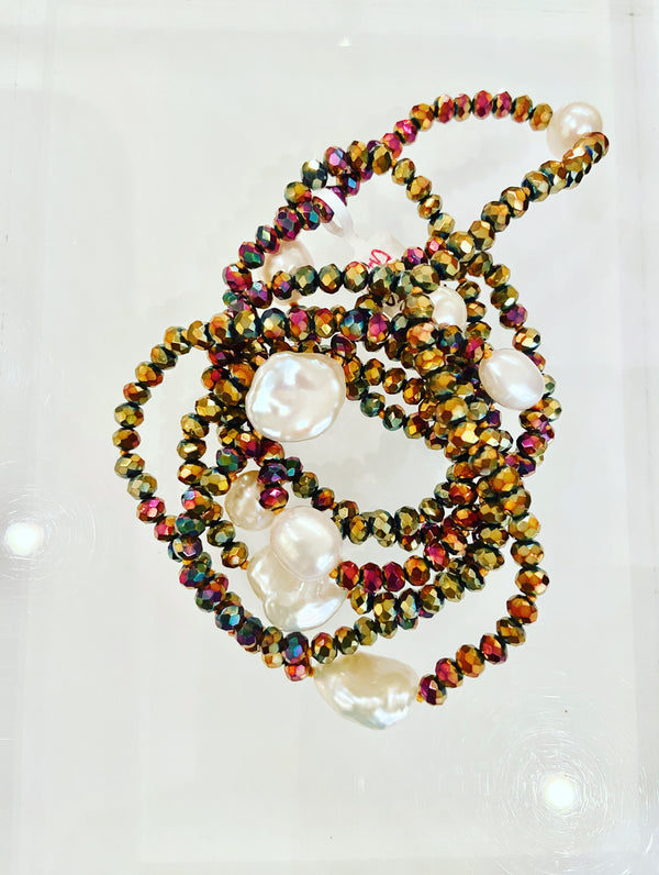 Pearly Crystal Art Deco Necklace- 5 colours