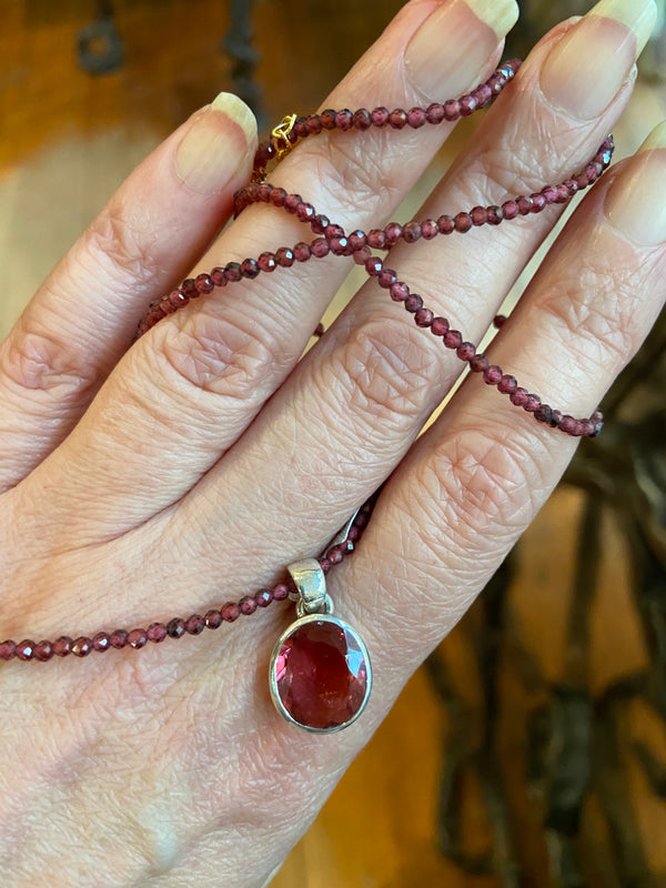 Garnet Gemstone Necklace - sold separately to pink tourmaline pendant