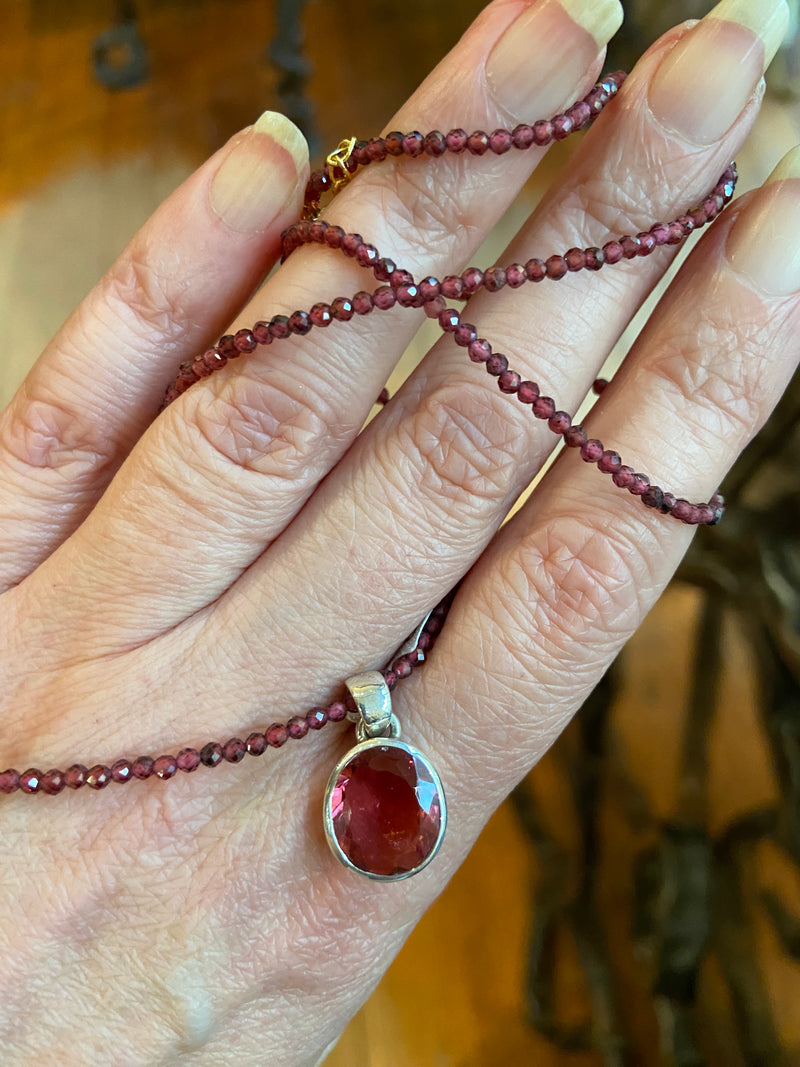 Pink Tourmaline Gemstone Pendent- sold seperately to garnet necklace