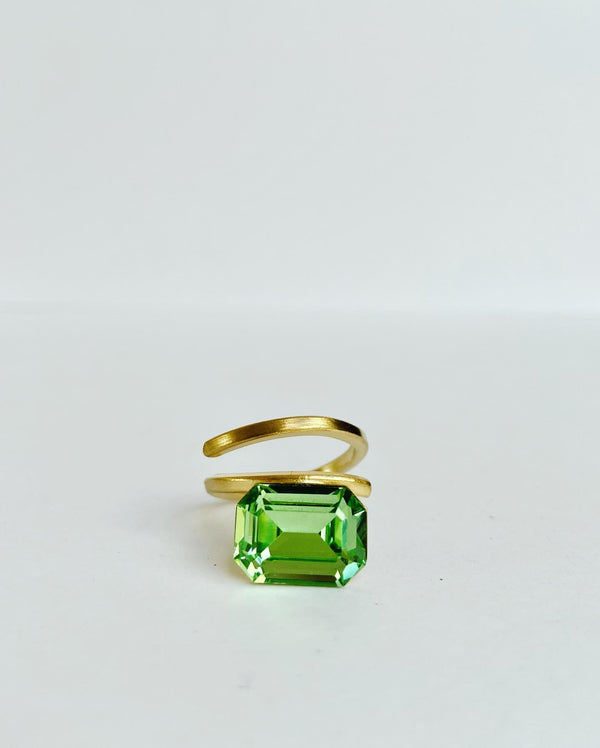 Green Peridot Crystal Ring