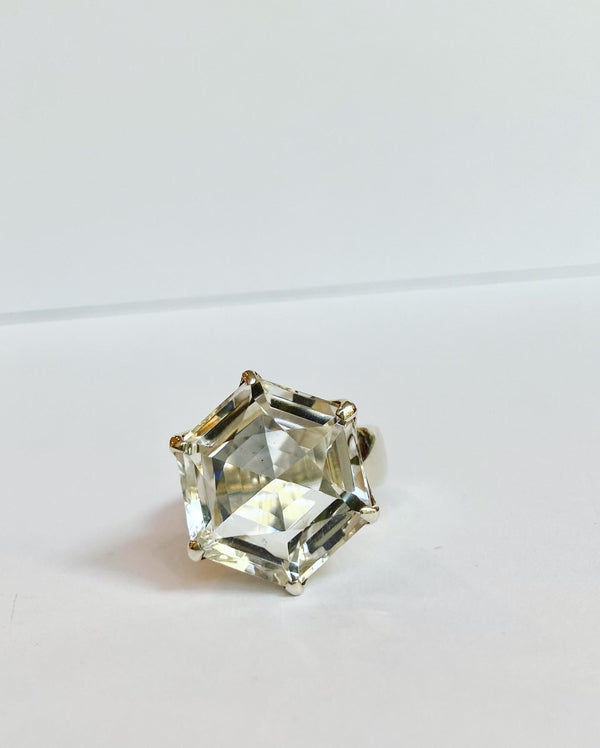 Clear Quartz Hexagon Ring