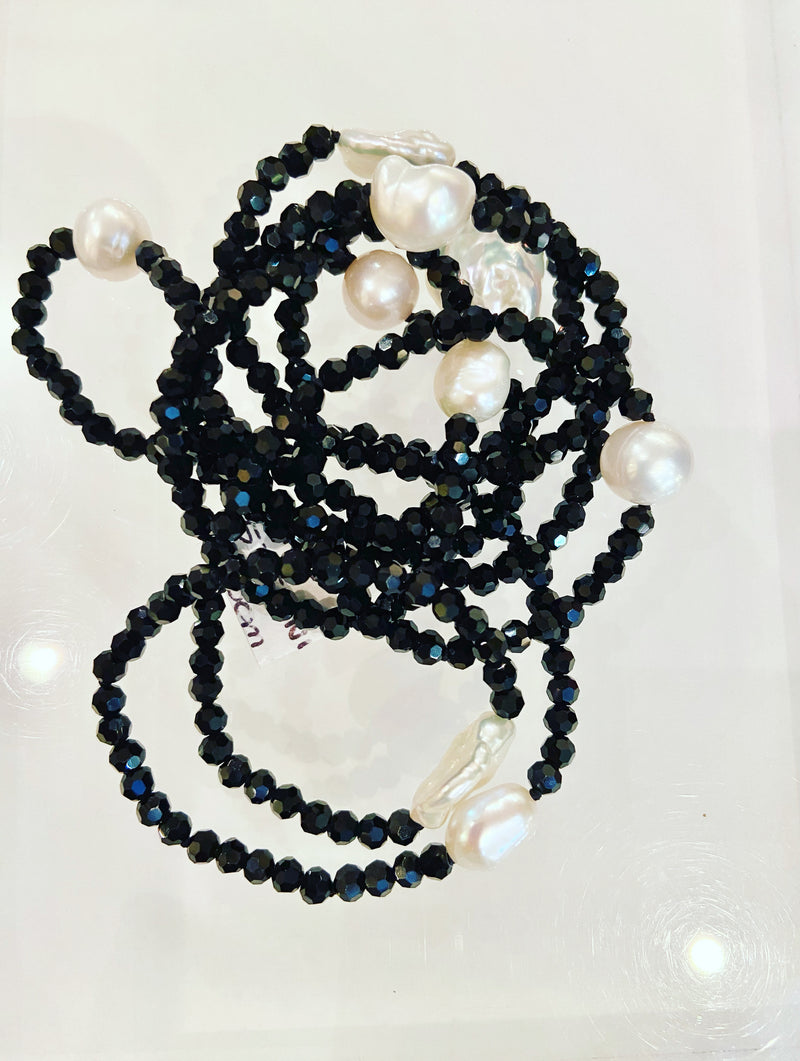 Pearly Crystal Art Deco Necklace- 5 colours