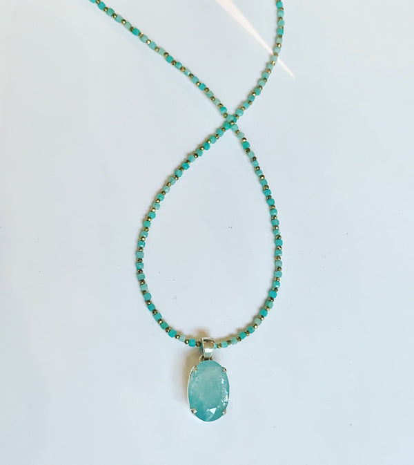 Acquamarine Faceted Pendant- sold without beads