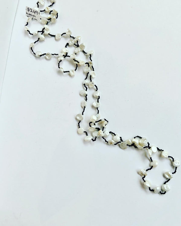 Keshi Pearl Necklace Black + White