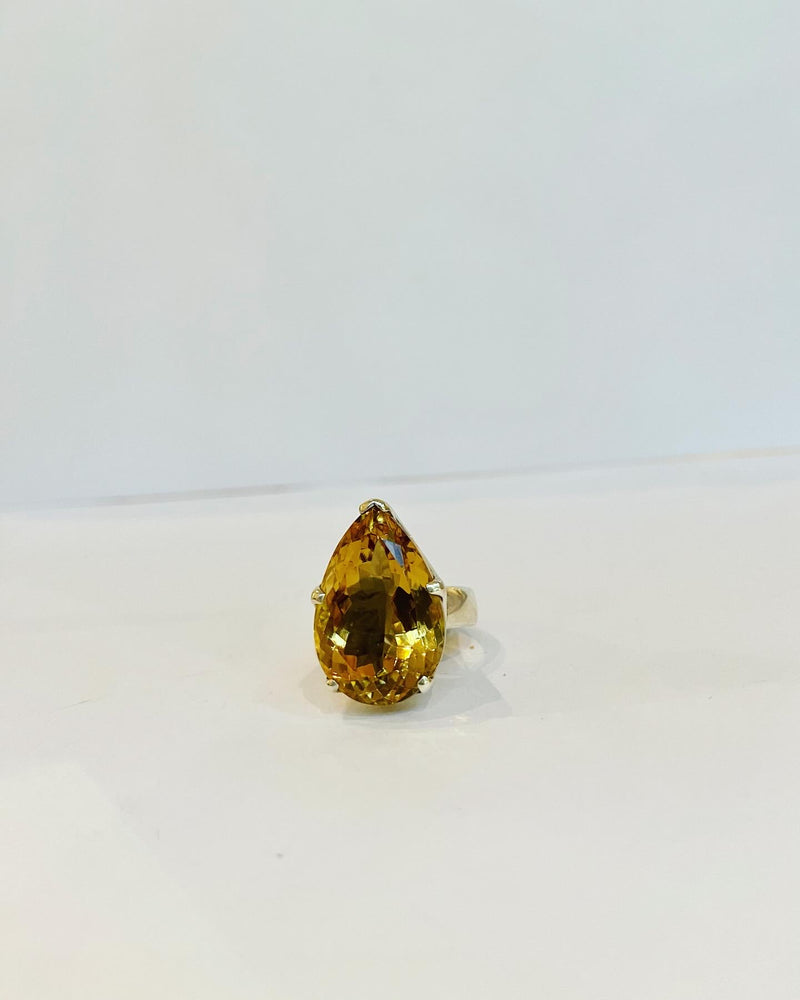 Citrine Gemstone Raindrop Ring