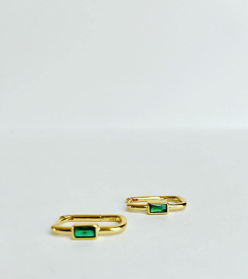 Emerald Crystal Rectangular Hoop