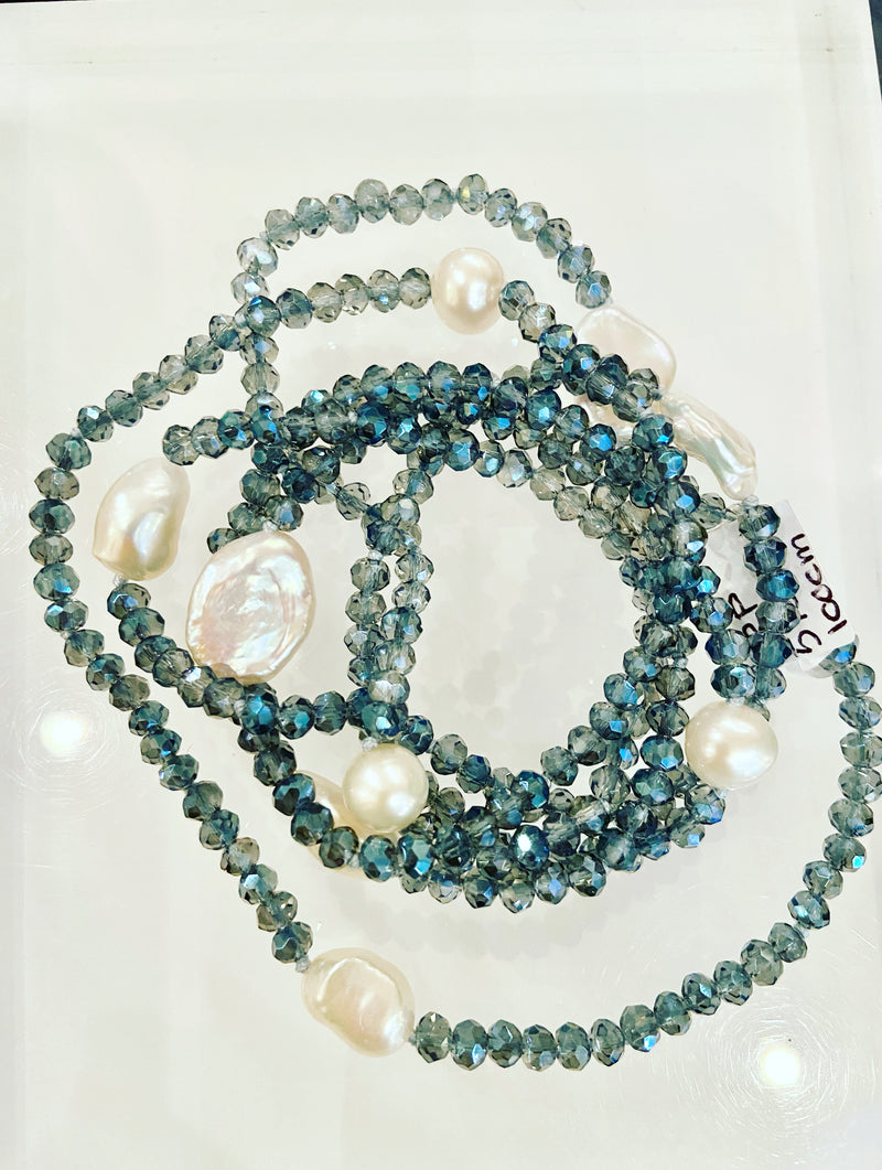 Pearly Crystal Art Deco Necklace- 5 colours